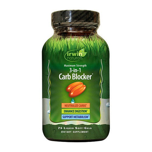 Irwin Naturals Maximum Strength 3-in-1 Carb Blocker Liquid Softgels, 75 Ea